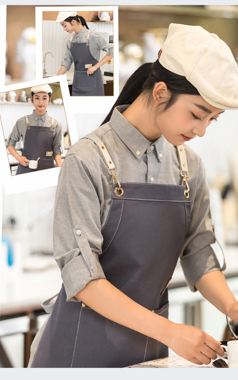 Cotton washed canvas shoulder apron H01-508