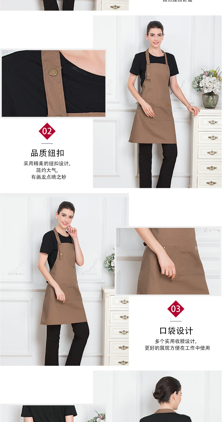 Canvas three-button adjustable supermarket milk tea shop halter apron H01-18866