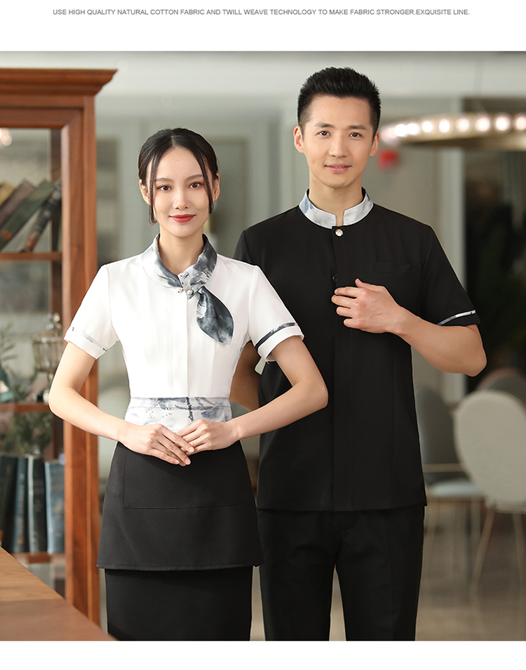 Rabbit collar waiter work clothes apron H02-22LY011-015