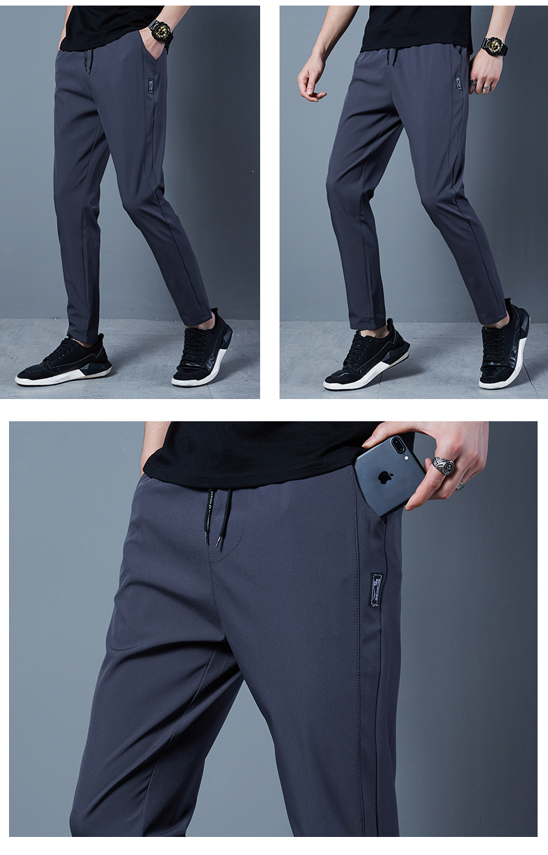 Solid color thin men casual sports trousers KD2-ZY8022