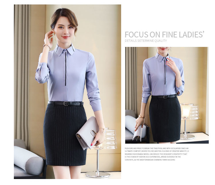 Business slim fit professional shirt DA2-6815 long sleeve shirt for women