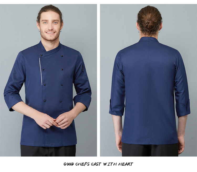 Polyester cotton side trim long sleeve chef uniform H02-21LY061-064