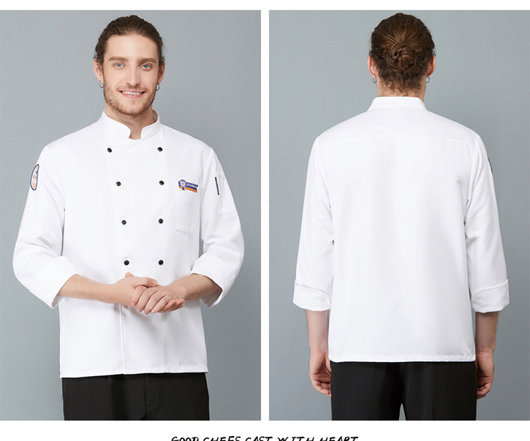 Polyester cotton small blue label long sleeve chef uniform H02-21LY132-134