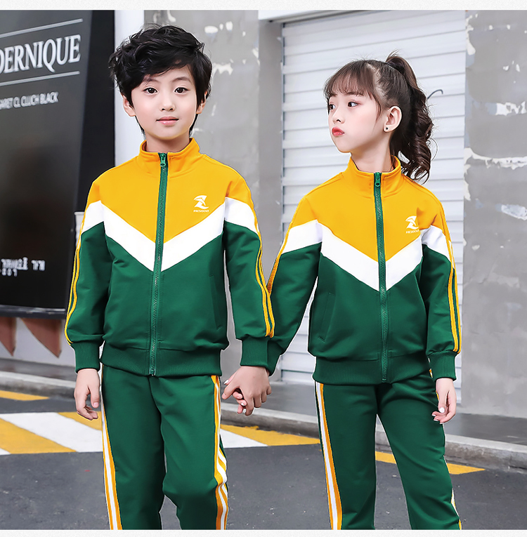 Color matching sports style primary and secondary school students school uniforms children teacher class uniforms two-piece suits 737-8101