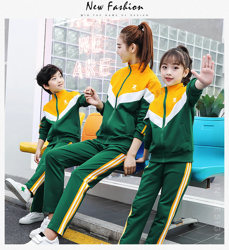 Color matching sports style primary and secondary school students school uniforms children teacher class uniforms two-piece suits 737-8101