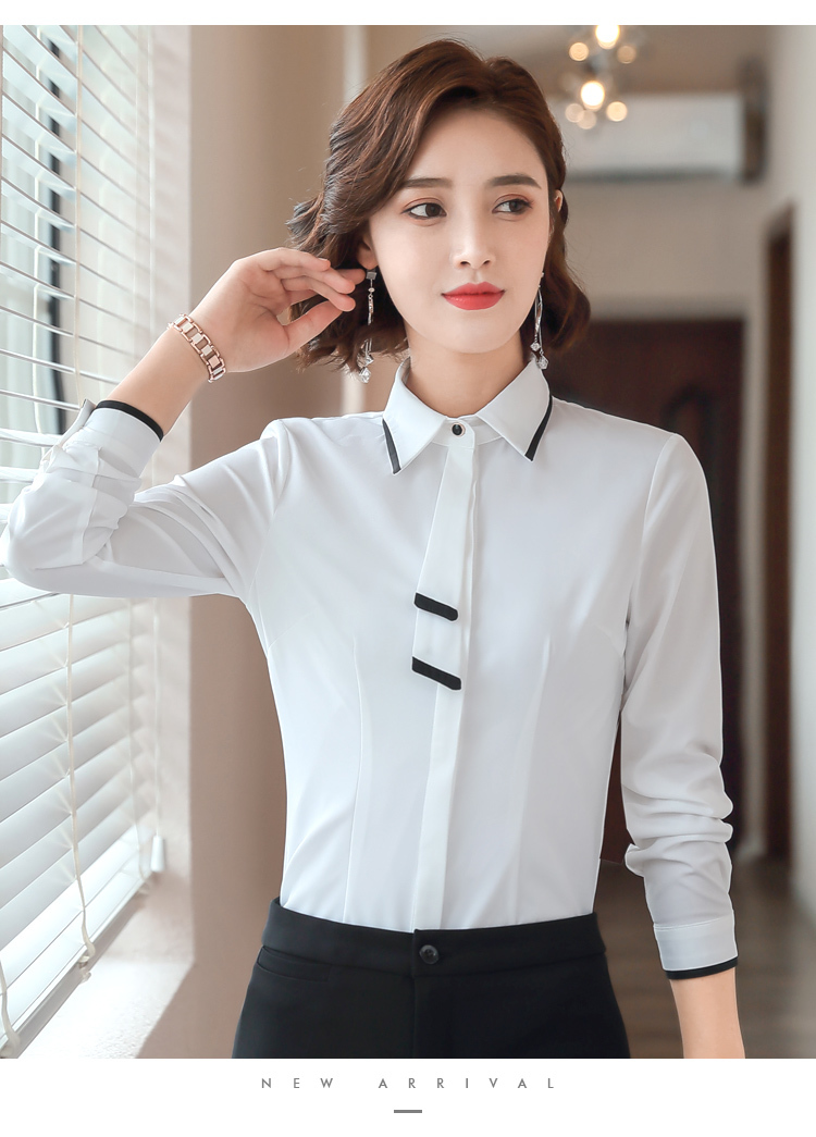 Contrast color ribbon long sleeve shirt for women DY3-672 long sleeve shirt for women