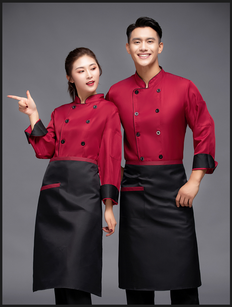 Single-side catering long-sleeved chef uniform top H12-L032