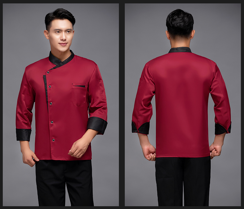 Triangle pocket long sleeve chef uniform top H12-L049