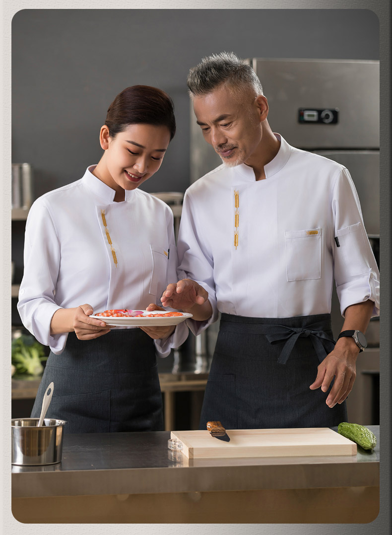 Wheat ear long sleeve chef uniform top H01-22101