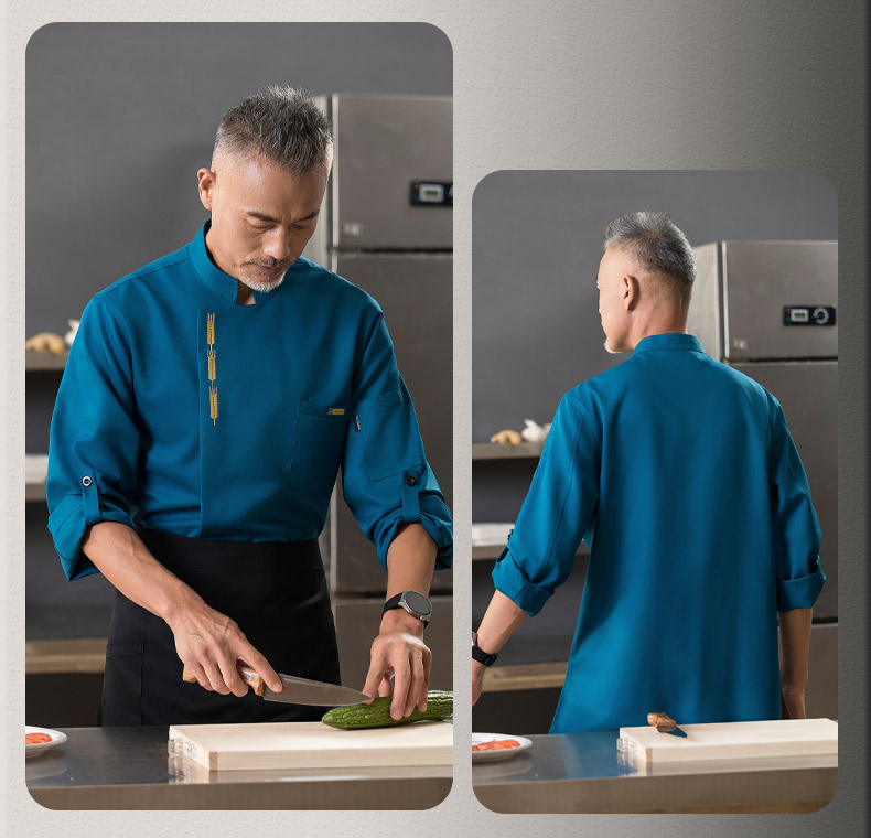 Wheat ear long sleeve chef uniform top H01-22101