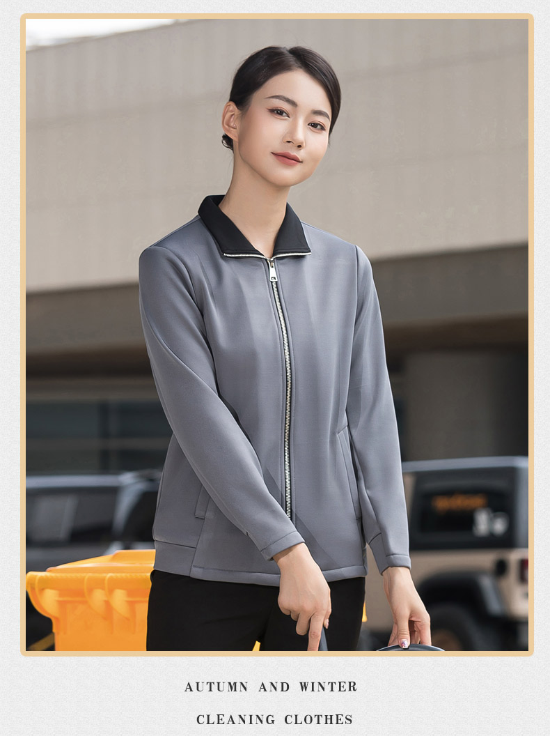 Lapel sweatshirt hotel guest room autumn and winter cleaning clothes H01-2022-48 female