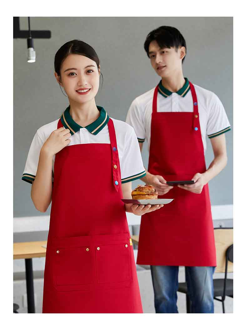 Polyester cotton canvas kitchen dirt-resistant and wear-resistant hanging neck adjustable apron H15-F2305