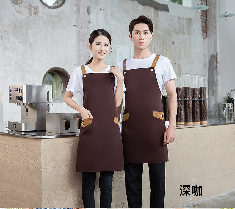 Kitchen and restaurant waterproof and oil-proof shoulder apron U01-B01