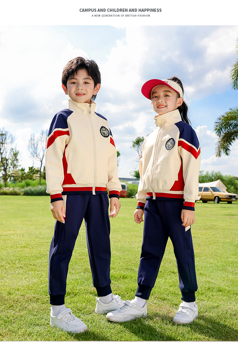 Outdoor British style primary and secondary school students class uniform two-piece suit 215-9103 (with label)