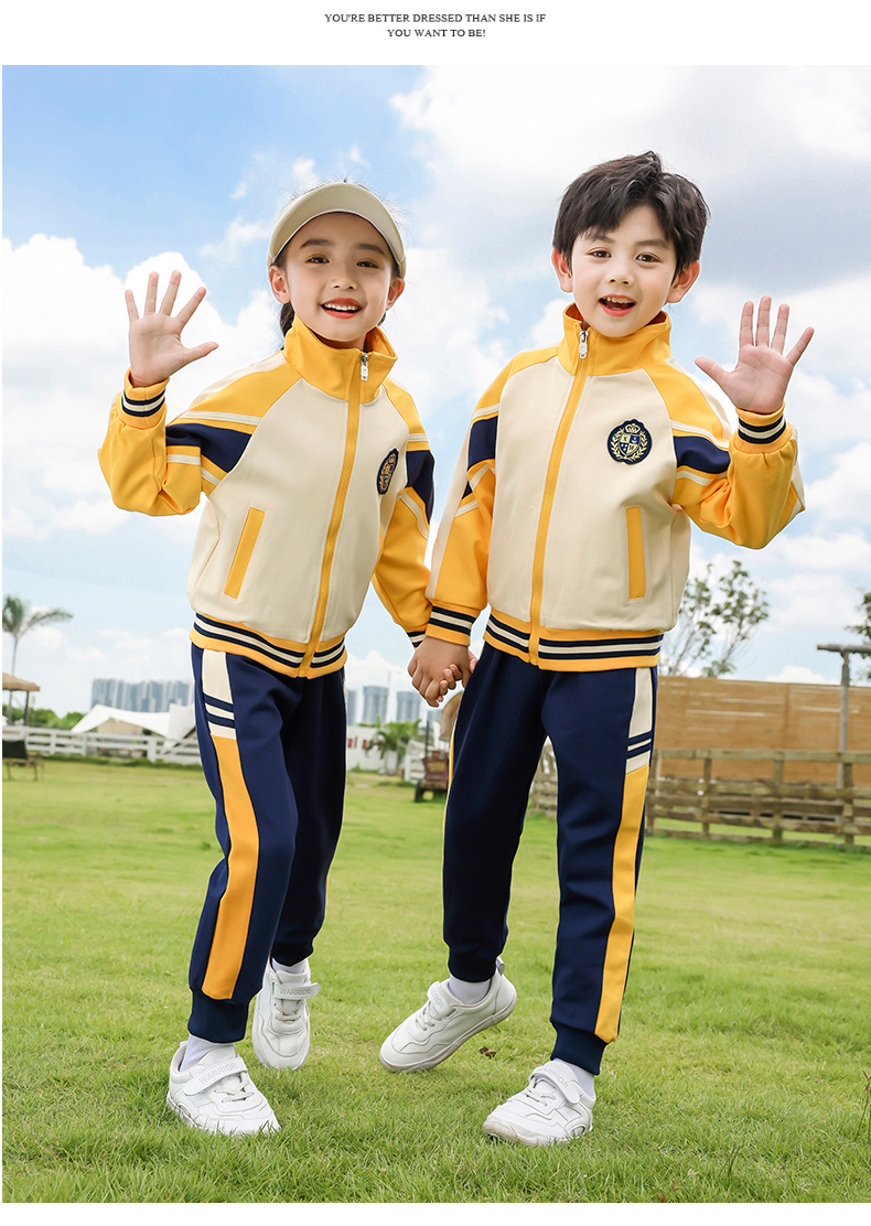 British style warm primary and secondary school students class uniform two-piece suit 215-9108 (with label)