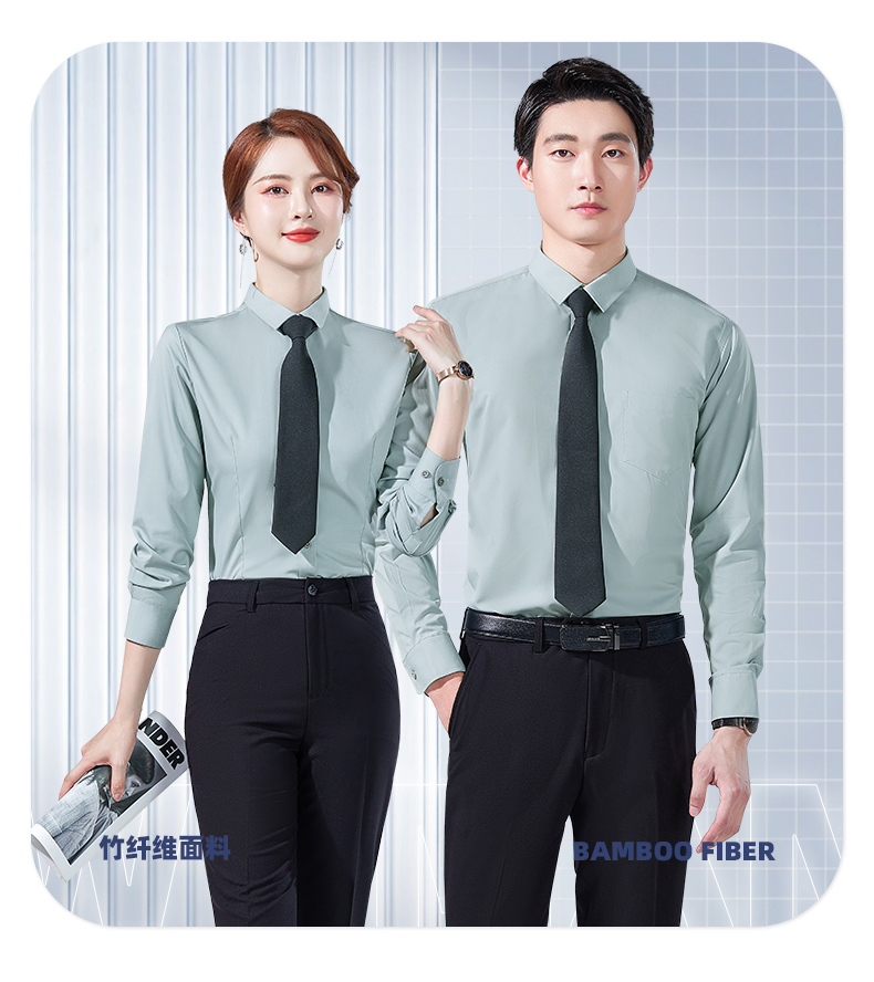 Slim fit bamboo fiber wrinkle-resistant long-sleeved shirt with pockets 188-8181 men long-sleeved shirt