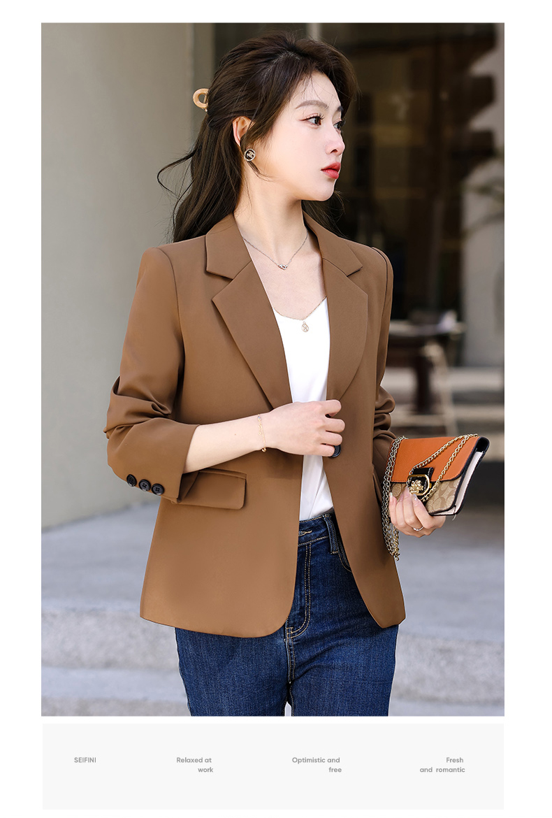 Casual white collar small suit jacket for women 134-9082 jacket