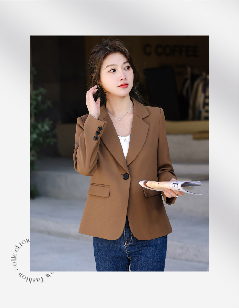 Casual white collar small suit jacket for women 134-9082 jacket