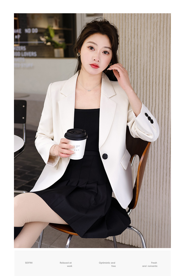 Casual white collar small suit jacket for women 134-9082 jacket