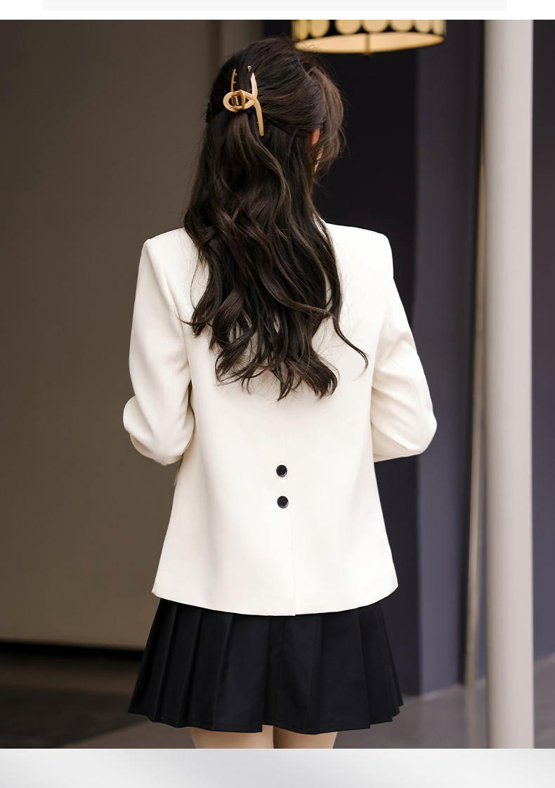 Casual white collar small suit jacket for women 134-9082 jacket