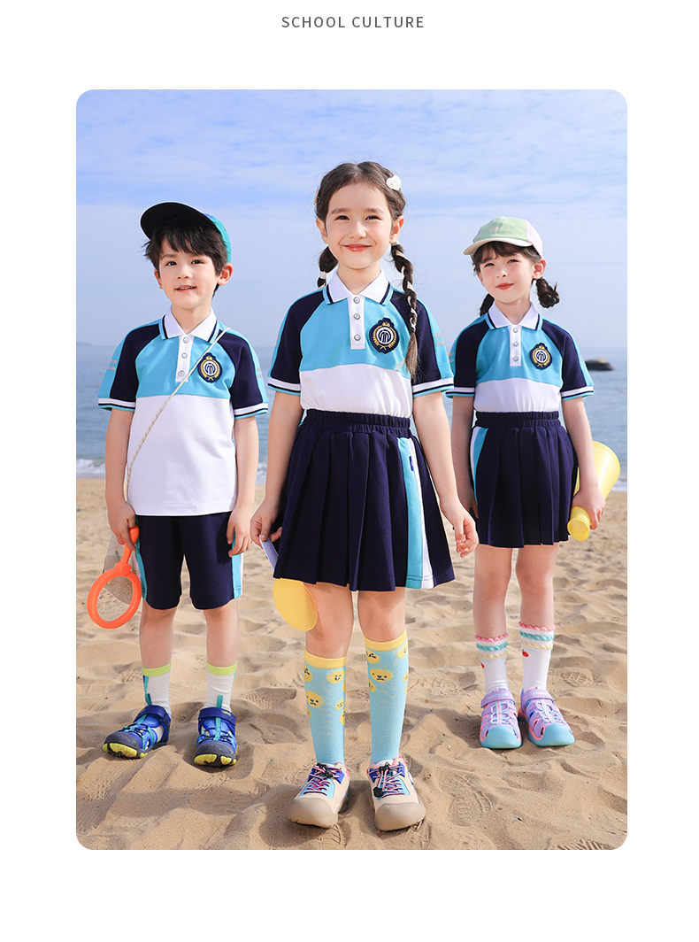 Comfortable photogenic white and blue color matching sports school uniform suit long 168-6628