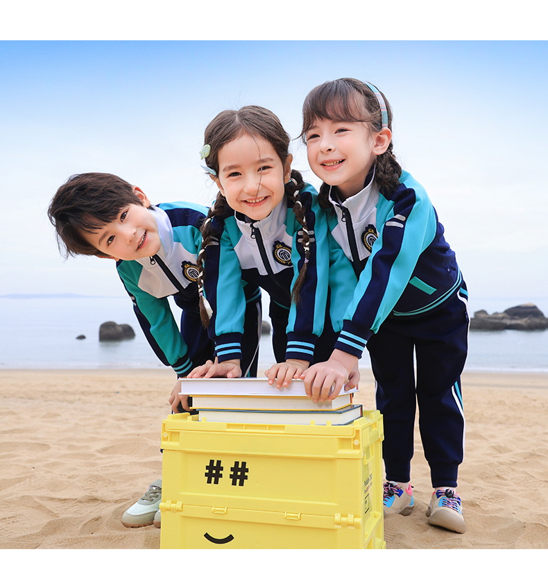 Comfortable photogenic white and blue color matching sports school uniform suit long 168-6628