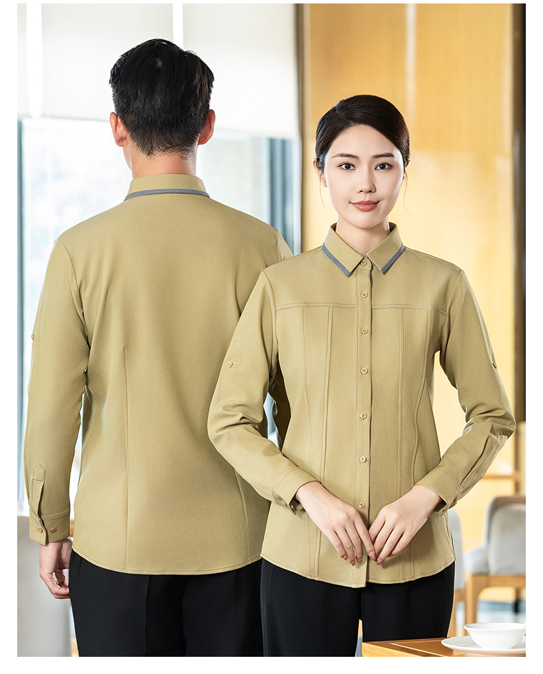 Collared long-sleeved shirt waiter work clothes H02-24351