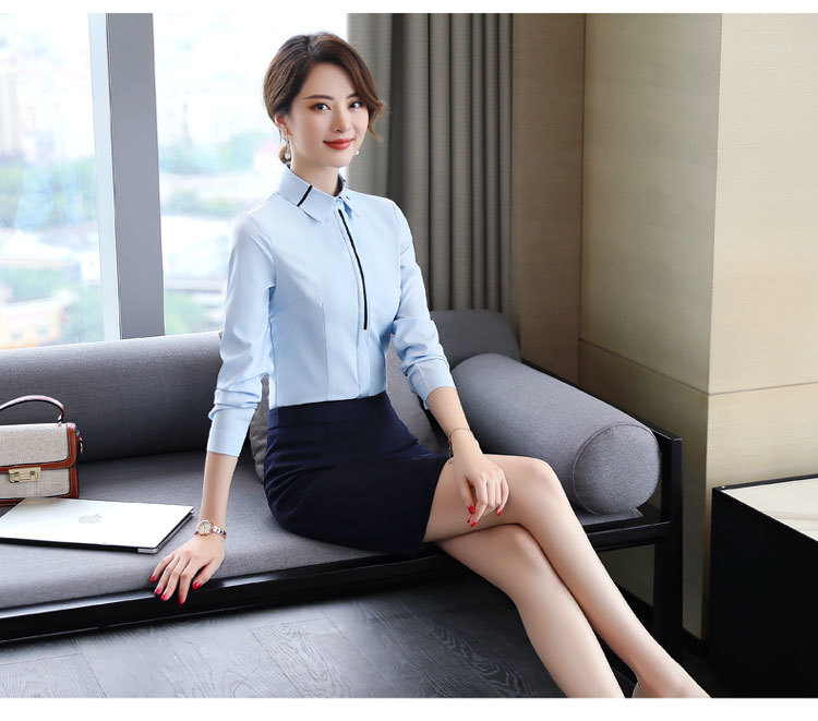 Business slim fit professional shirt DA2-6815 long sleeve shirt for women