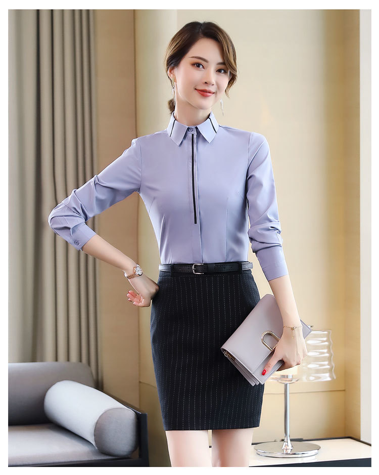 Business slim fit professional shirt DA2-6815 long sleeve shirt for women