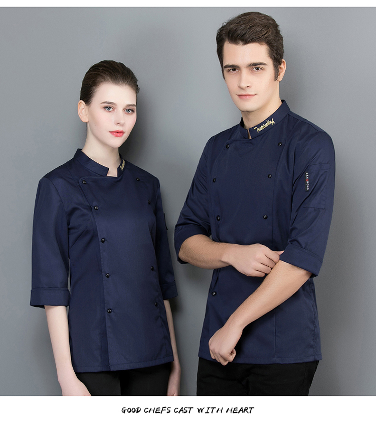 Cotton fine grain master three-quarter sleeve chef uniform top H02-21LY157-160