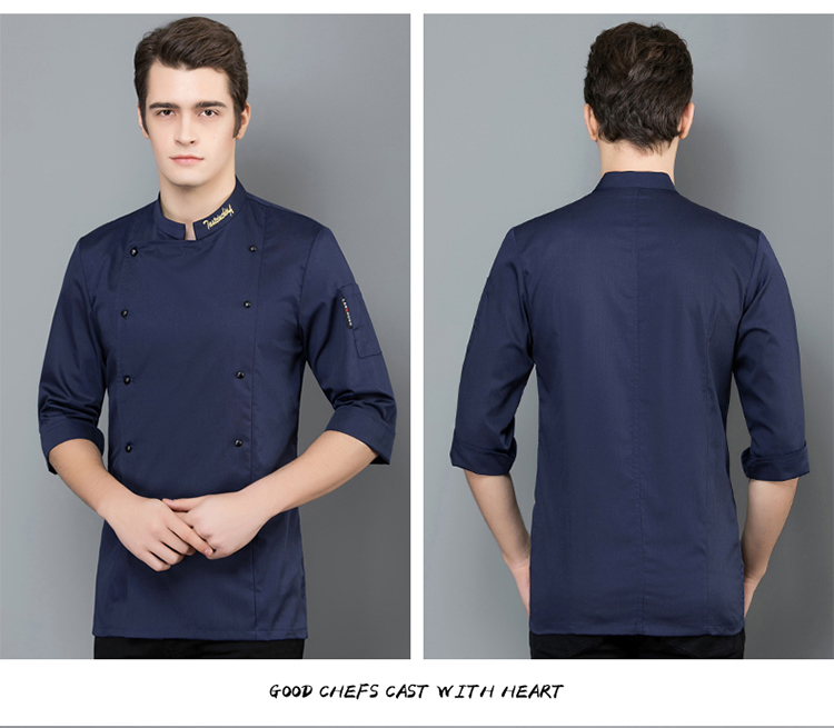 Cotton fine grain master three-quarter sleeve chef uniform top H02-21LY157-160