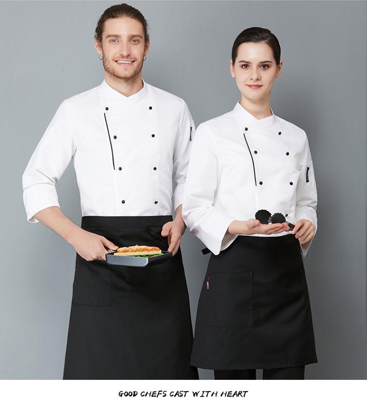 Polyester cotton side trim long sleeve chef uniform H02-21LY061-064