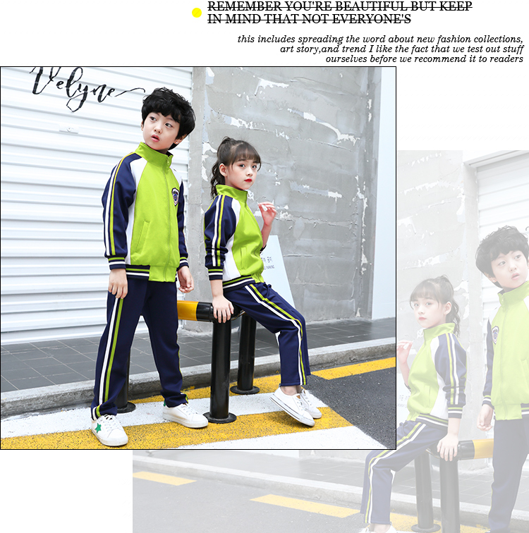 Sports style primary and secondary school students school uniforms children teacher class uniforms two-piece suits 737-8104