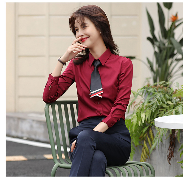 Business plain elastic long-sleeved shirt for women 111-986 women long shirt