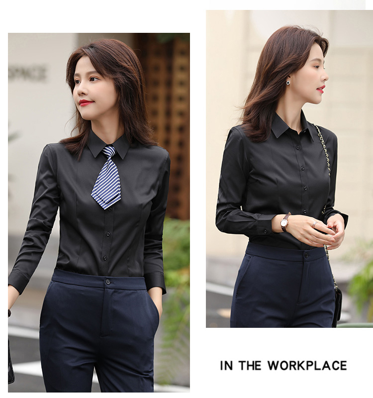 Business plain elastic long-sleeved shirt for women 111-986 women long shirt