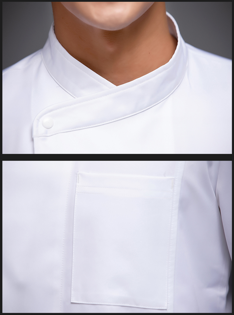 Solid color single row restaurant long sleeve chef uniform top H12-L029