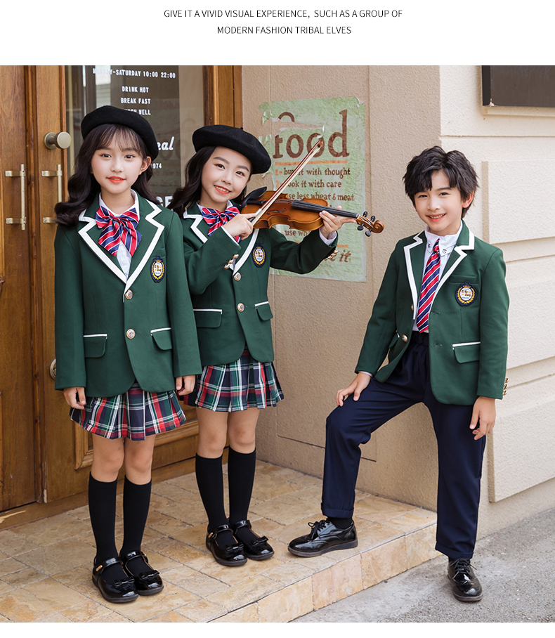 British style suits for primary and secondary school students school uniforms for children 455-9281 three-piece suit