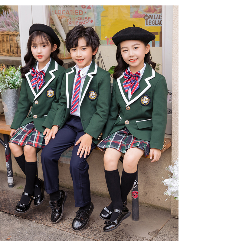 British style suits for primary and secondary school students school uniforms for children 455-9281 three-piece suit