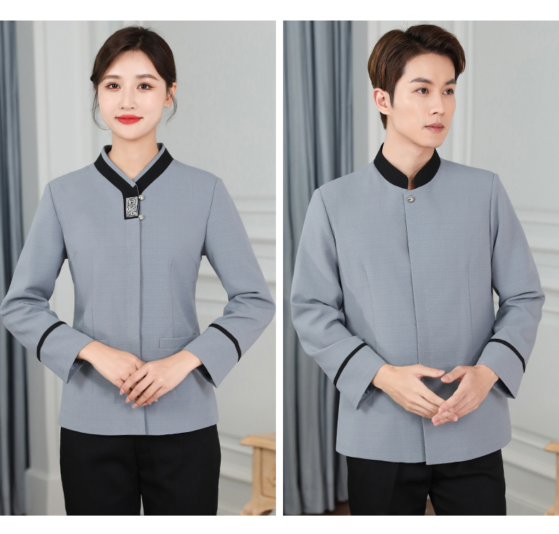 Embroidered checkered long-sleeved hotel cleaning work clothes for women H31-BJ11 for women