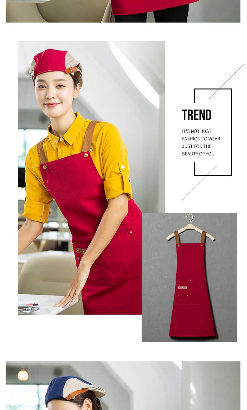 Waterproof canvas inner four-button dirt-resistant adjustable double-shoulder apron H20-A21-1930