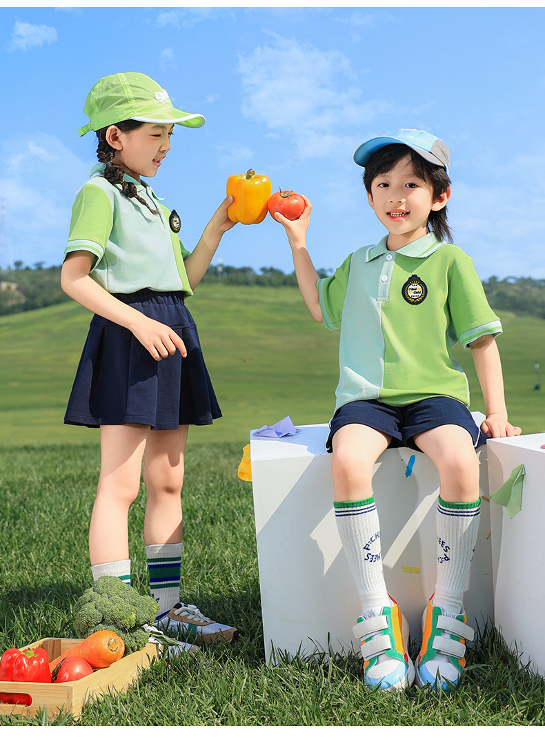 Campus primary school student sports uniform suit two-piece suit 921-1328 green three-piece suit