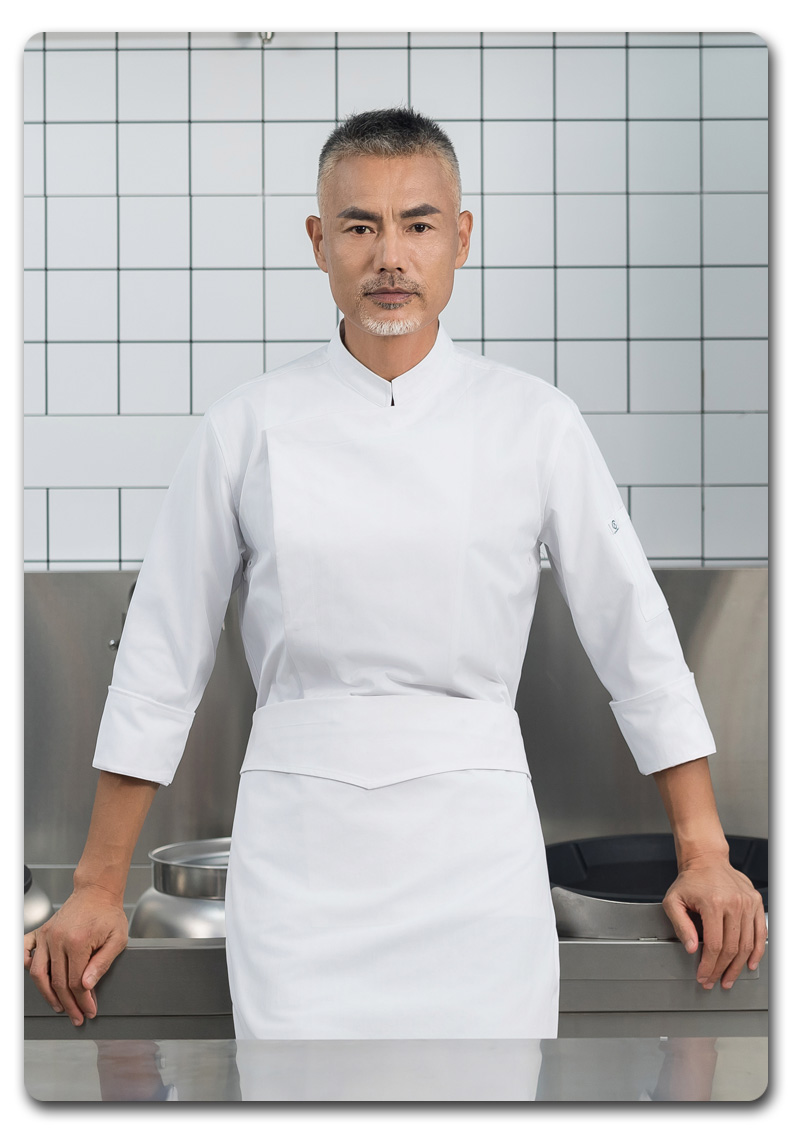 Large side-opening elastic fabric long-sleeved chef uniform H01-21107