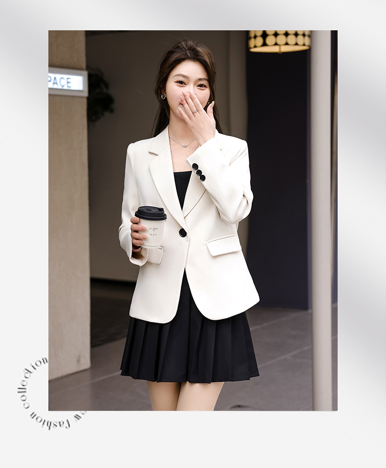 Casual white collar small suit jacket for women 134-9082 jacket