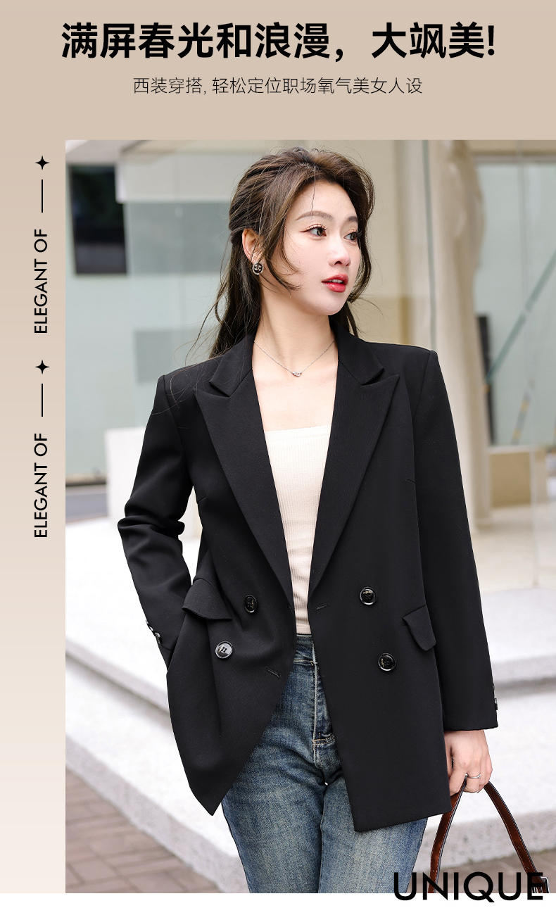 Casual white-collar mid-length small suit jacket for women 134-9096 jacket