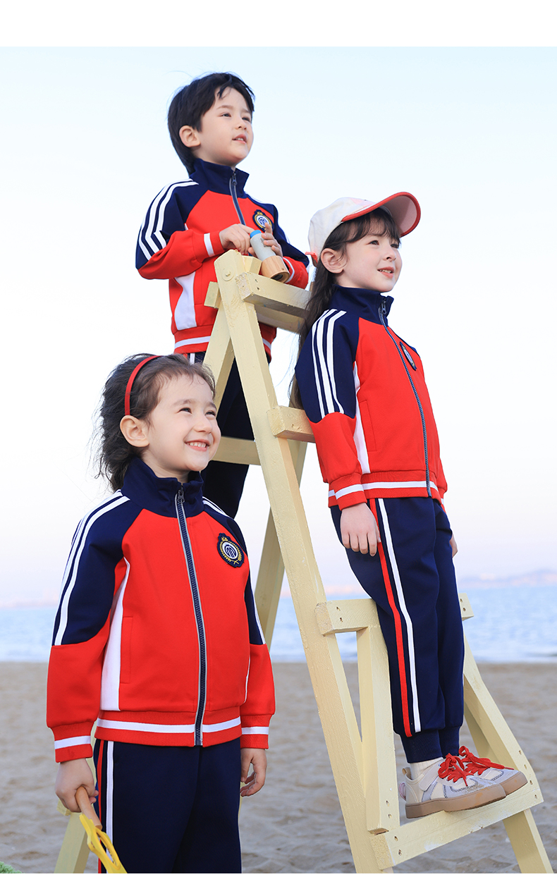 Double-layer composite fabric sports color matching school uniform suit long 168-6626