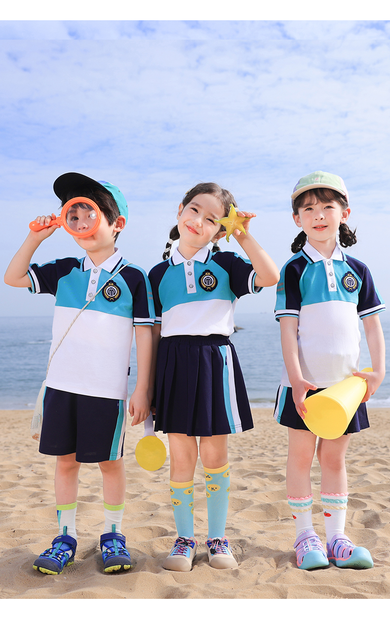 Comfortable photogenic white and blue color matching sports school uniform suit long 168-6628