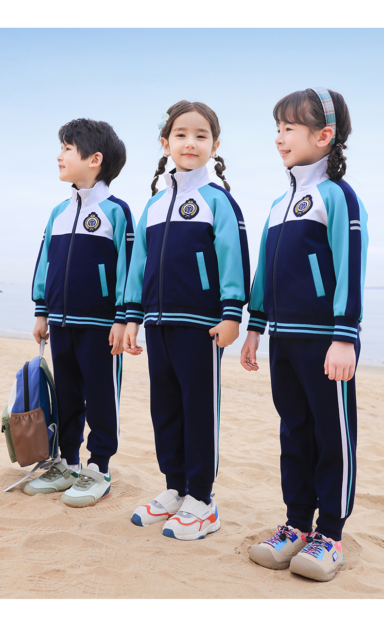 Comfortable photogenic white and blue color matching sports school uniform suit long 168-6628