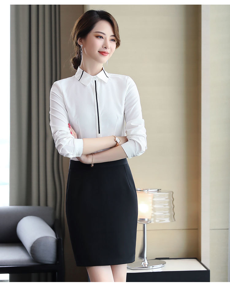 Business slim fit professional shirt DA2-6815 long sleeve shirt for women