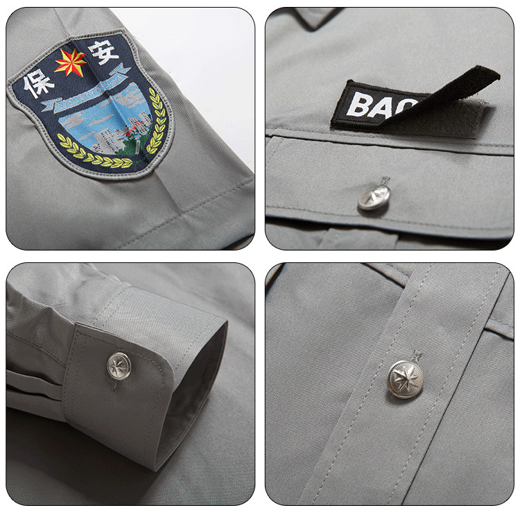 Twill security uniform light grey long sleeve shirt C03-C0110025