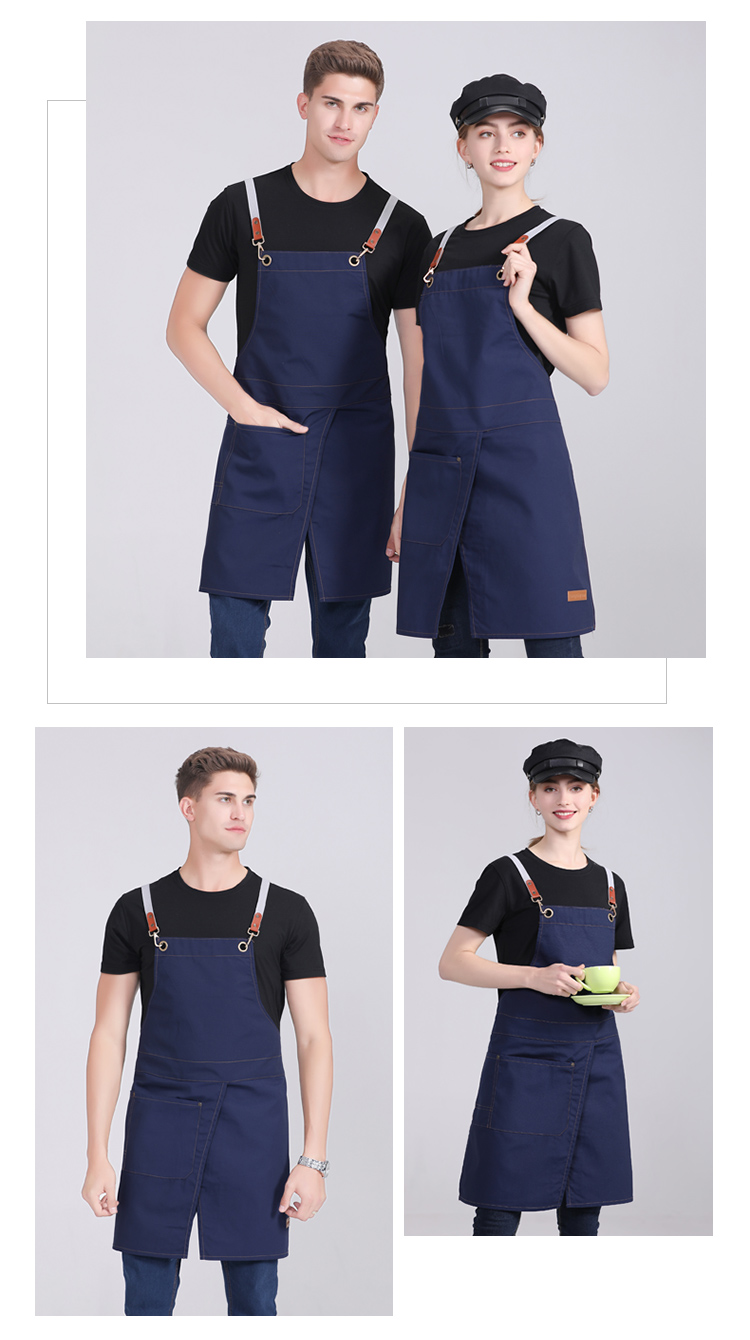 Canvas double ring buckle split kitchen apron H01-2020-37